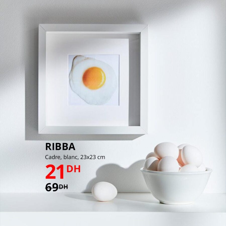 Soldes Ikea Maroc Cadre blanc RIBBA 23x23cm 21Dhs au lieu de 69Dhs