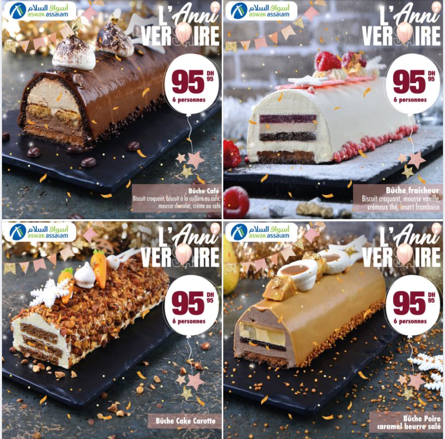 Les offres de l'anniversaire chez Aswak Assalam Spécial Bûche à 95.95Dhs