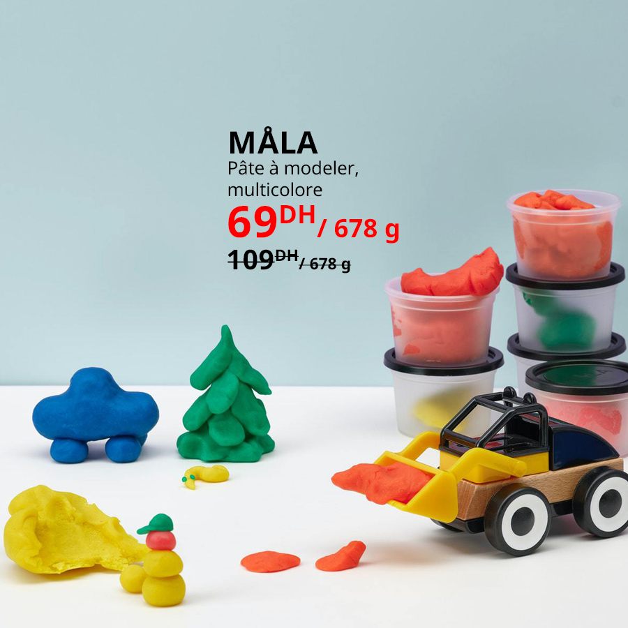 Soldes Ikea Maroc Pâte à modeler multicolore MALA 69Dhs au lieu de 678Dhs
