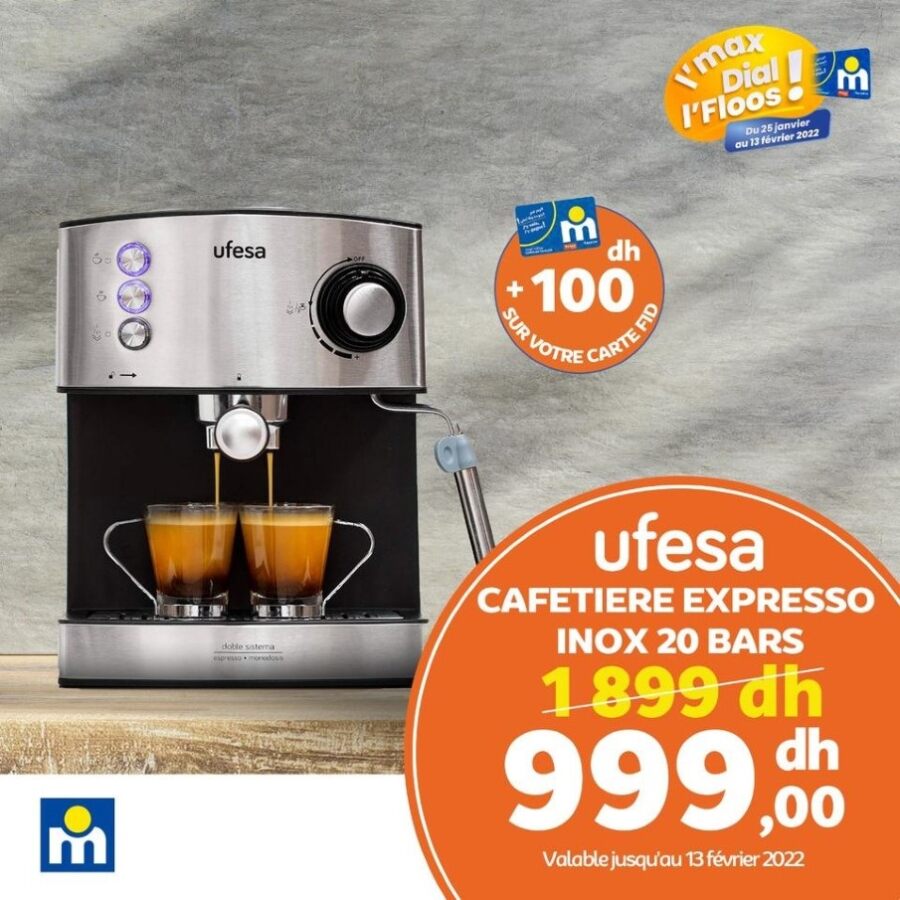 Soldes Marjane Cafetière EXPRESSO IFESA 999Dhs au lieu de 1899Dhs