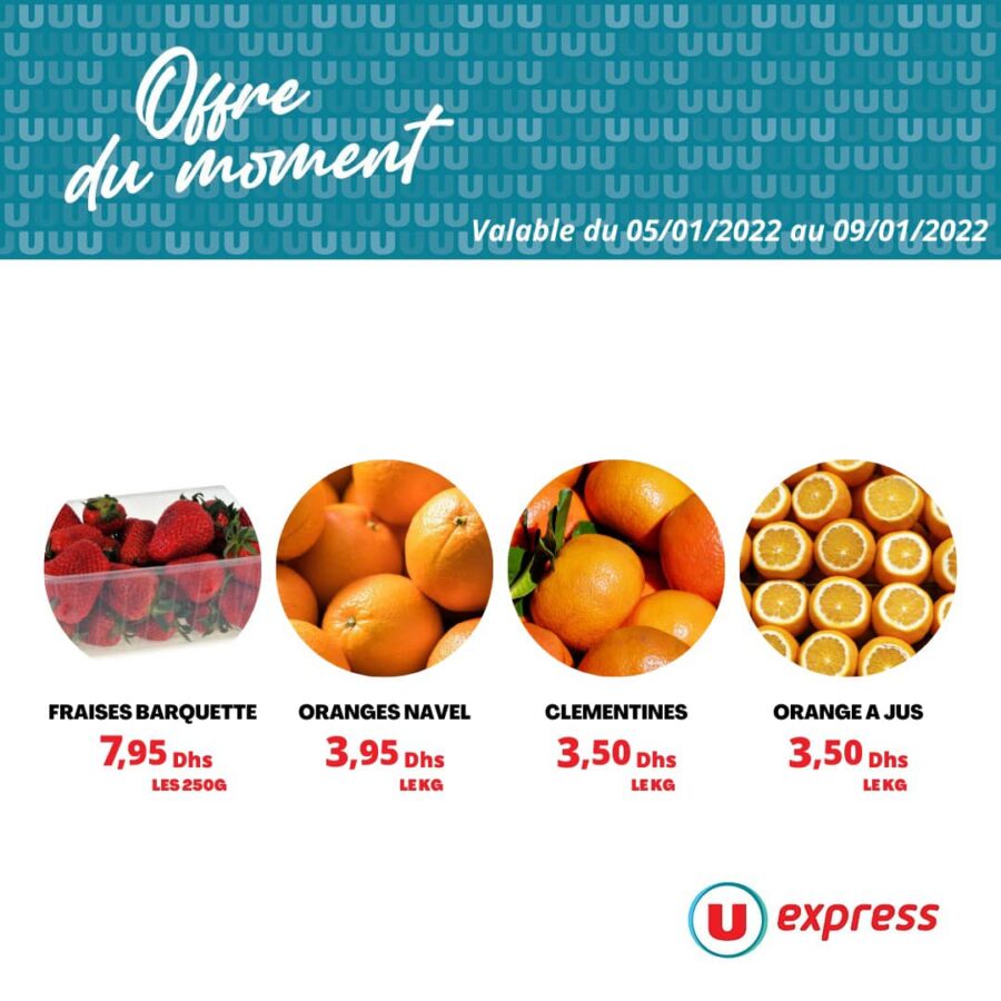 Flyer des offres spéciales jours de marché UEXPRESS Maroc du 5 au 9 janvier 2022