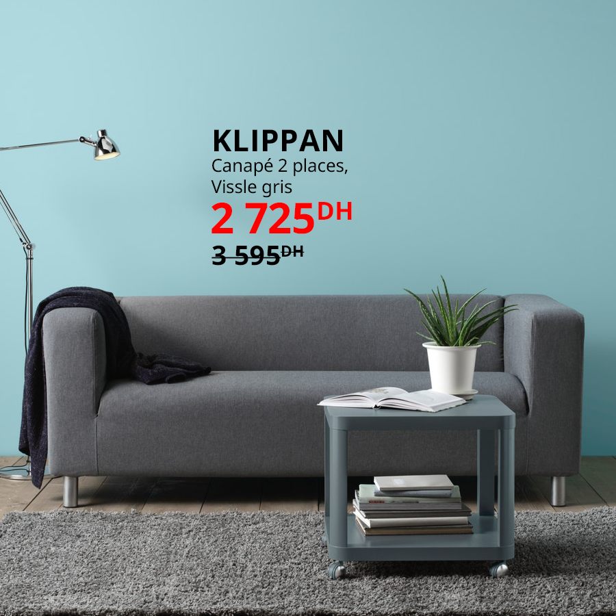 Soldes Ikea Maroc Canapé 2 places KLIPPAN 2725Dhs au lieu de 3595Dhs