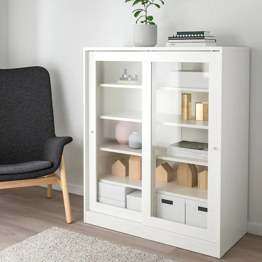 Soldes Ikea Maroc Rangement avec portes en verre SYVDE 1795Dhs au lieu de 2195Dhs