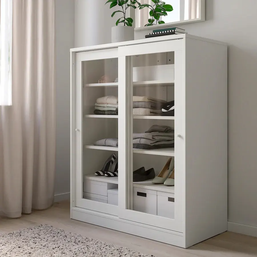 Soldes Ikea Maroc Rangement avec portes en verre SYVDE 1795Dhs au lieu de 2195Dhs