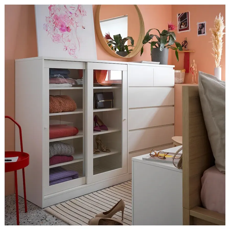 Soldes Ikea Maroc Rangement avec portes en verre SYVDE 1795Dhs au lieu de 2195Dhs