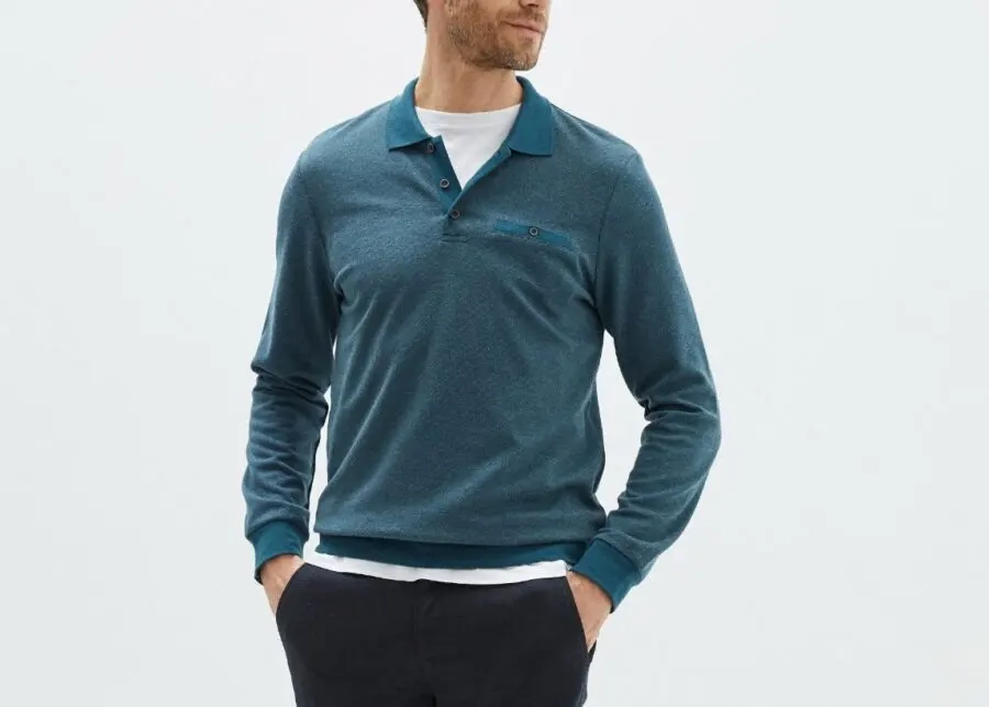 Soldes LC Waikiki Maroc Sweat-shirt LCW CLASSIC à manches longues et col polo pour hommes 149Dhs au lieu de 299Dhs