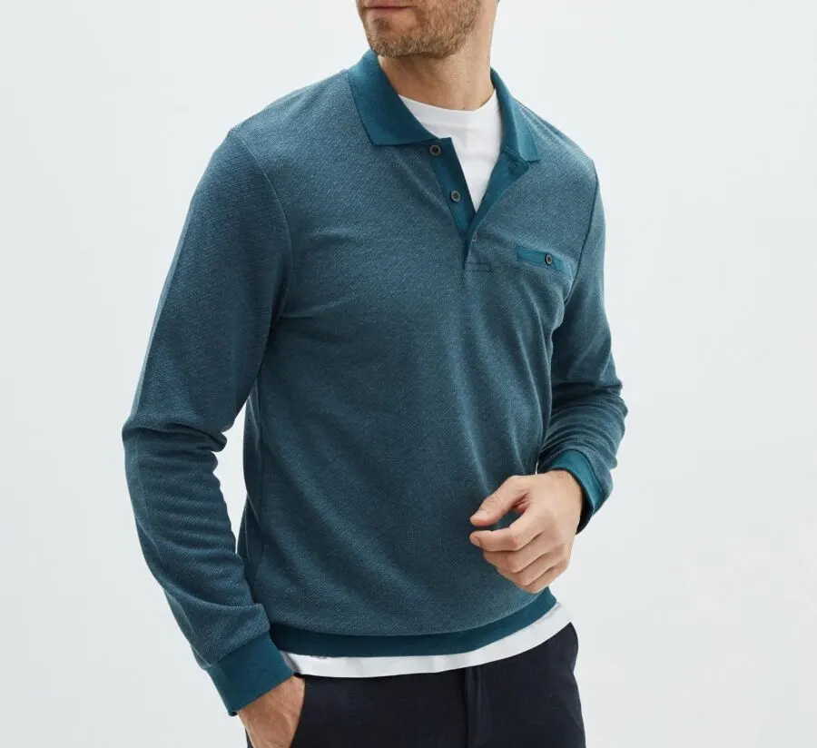 Soldes LC Waikiki Maroc Sweat-shirt LCW CLASSIC à manches longues et col polo pour hommes 149Dhs au lieu de 299Dhs