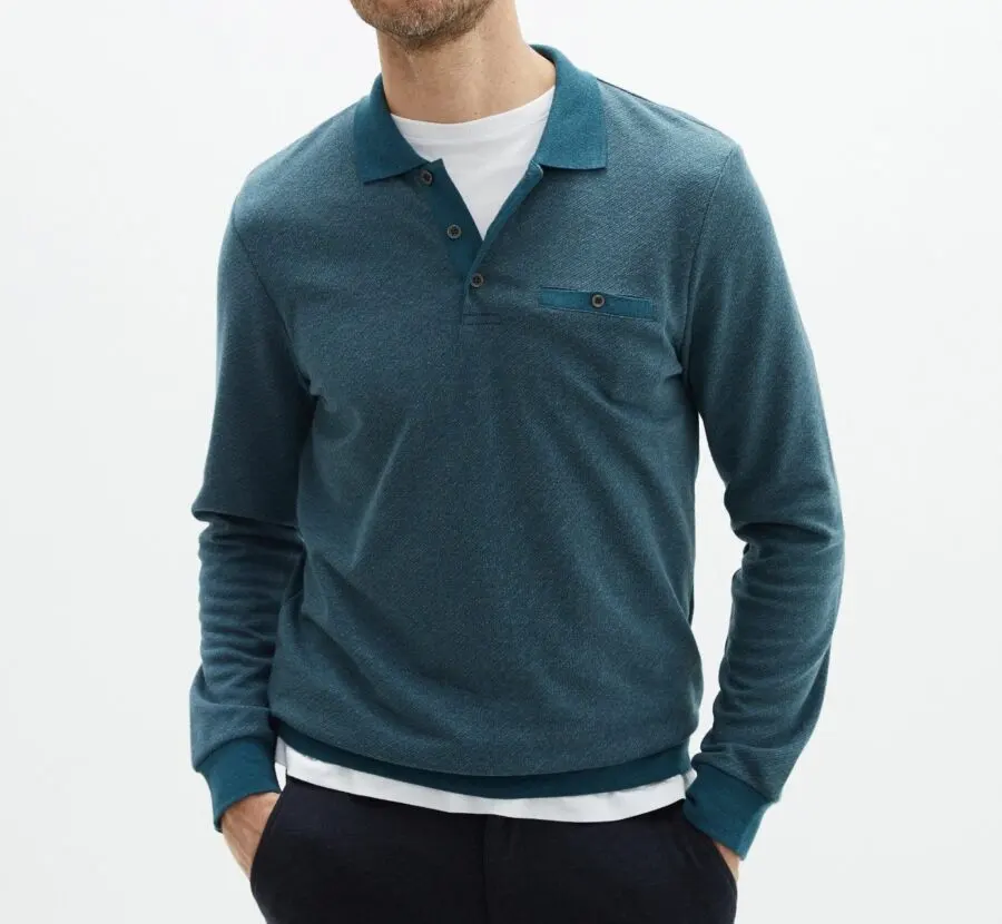 Soldes LC Waikiki Maroc Sweat-shirt LCW CLASSIC à manches longues et col polo pour hommes 149Dhs au lieu de 299Dhs