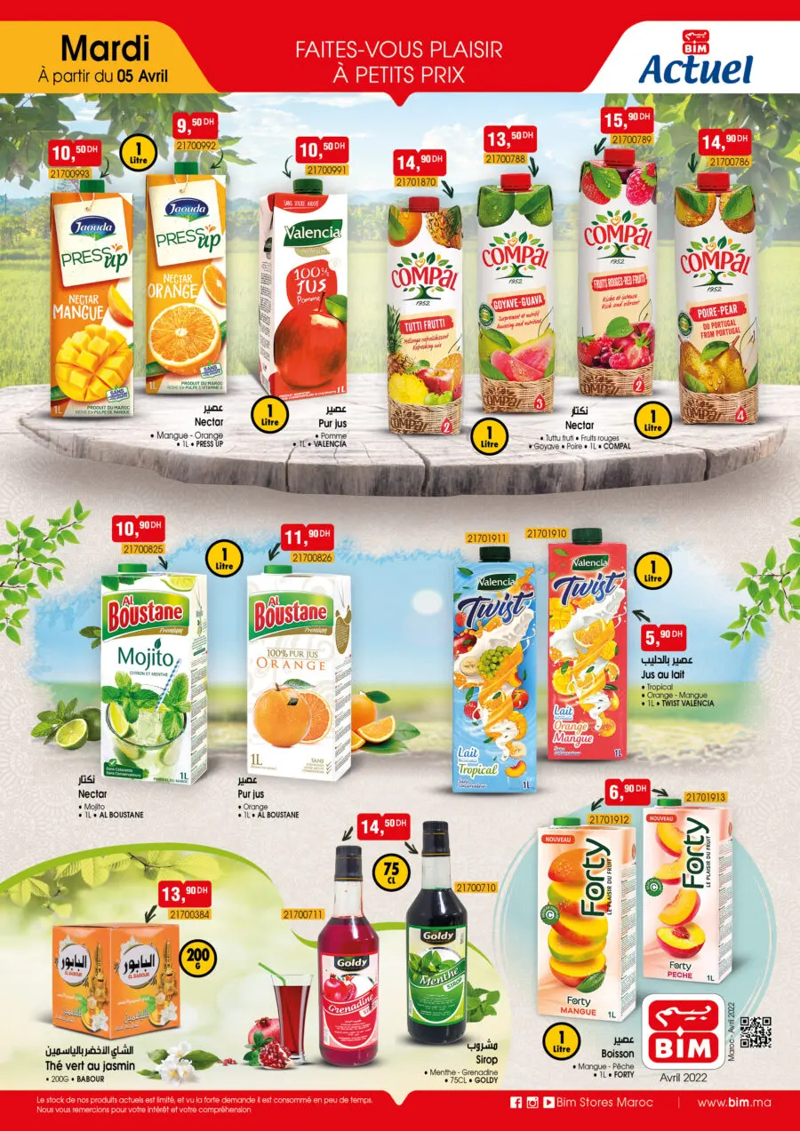 Catalogue Promotionnel Bim Maroc Spéciales Jus du mardi 5 avril 2022