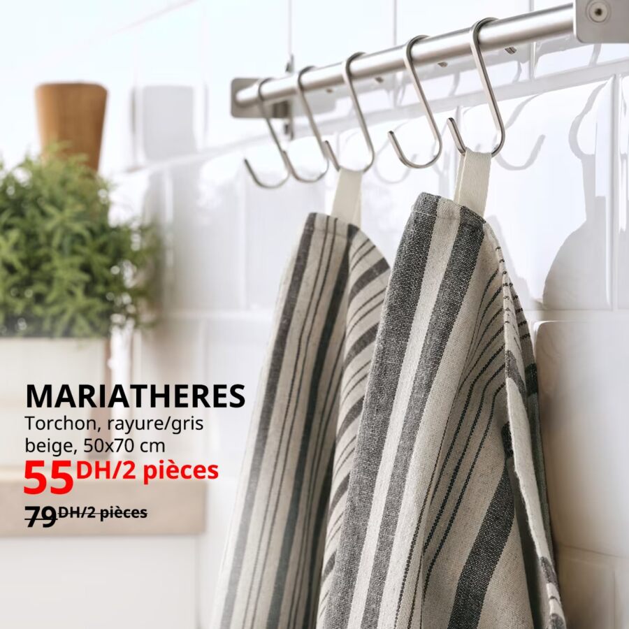 Soldes Ikea Maroc 2 Torchons 50x70cm MARIATHERES 55Dhs au lieu de 79Dhs