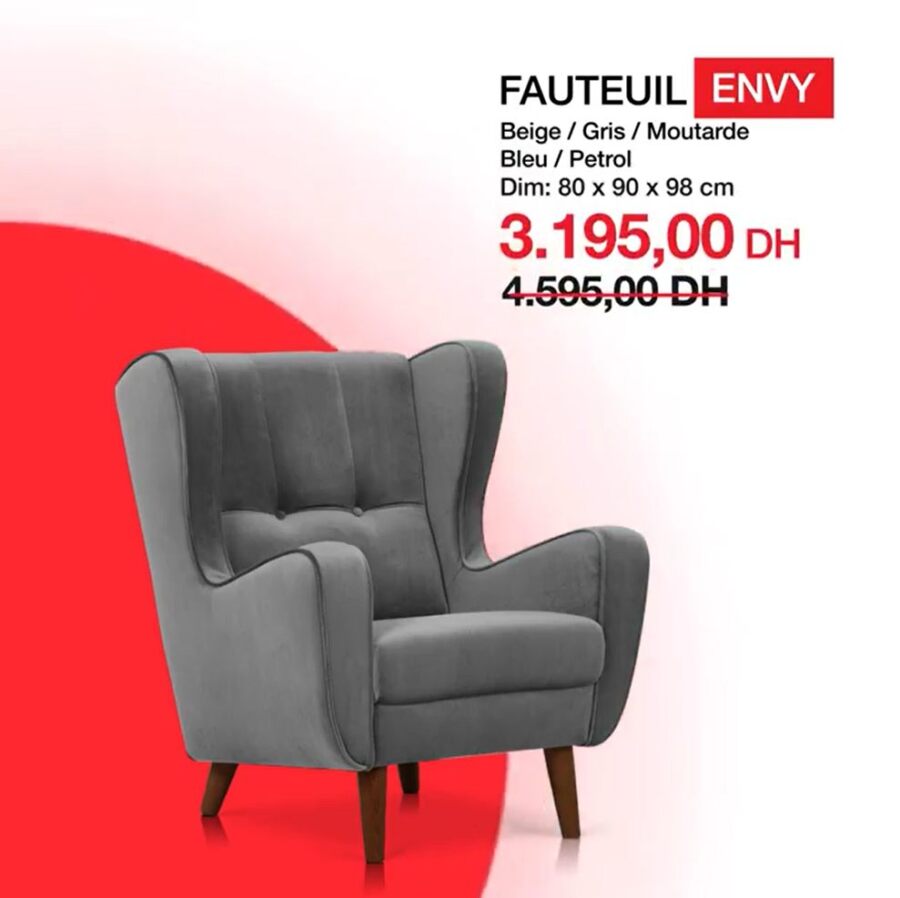 Soldes Kitea Fauteuil divers coloris ENVY 3195Dhs au lieu de 4595Dhs