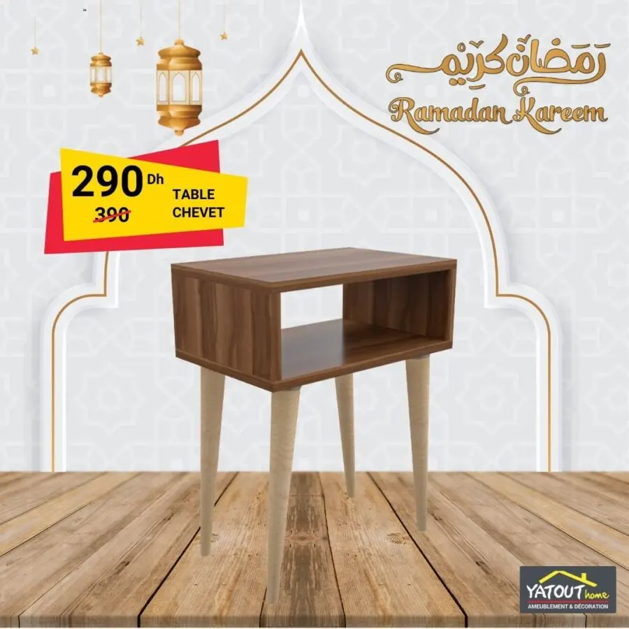 Offre Ramadan chez Yatout Home Table chevet 290Dhs au lieu de 390Dhs