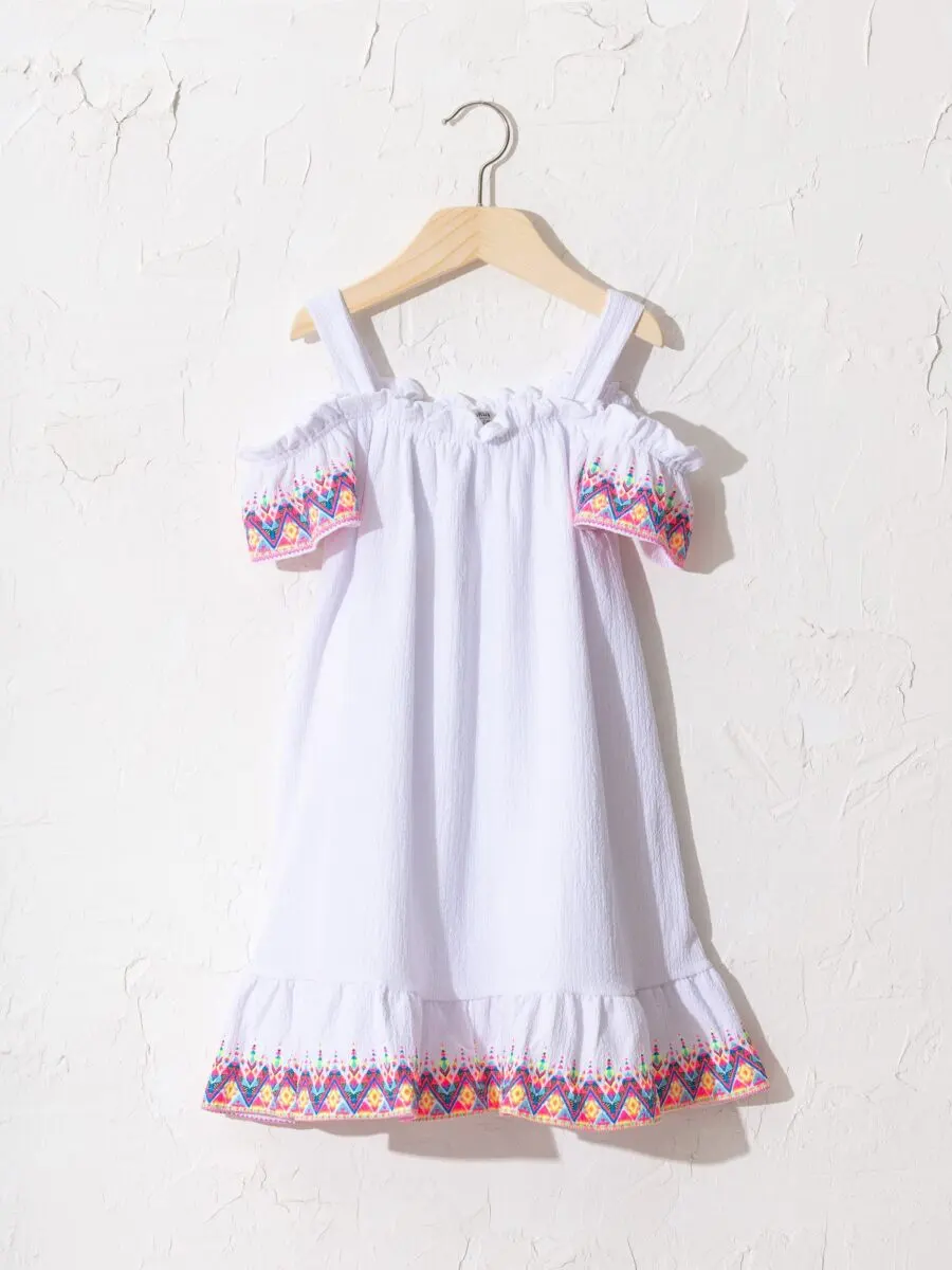Soldes LC Waikiki Maroc Robe en coton épaules dénudées enfant fille 129Dhs au lieu de 189Dhs