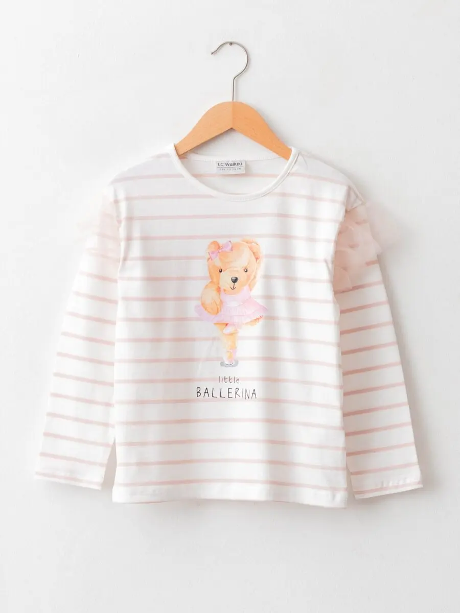 Soldes LC Waikiki Maroc T-shirt pour fille à manches longues et col rond 44Dhs au lieu de 109Dhs