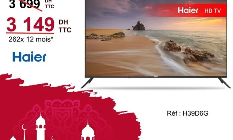 Soldes Tangerois Electro Smart TV 39p FHD HAIER 3149Dhs au lieu de 3699Dhs