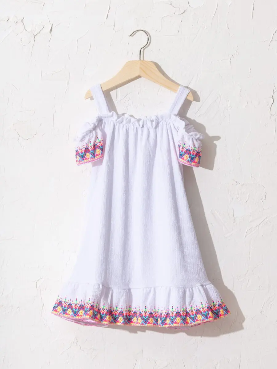 Soldes LC Waikiki Maroc Robe en coton épaules dénudées enfant fille 129Dhs au lieu de 189Dhs
