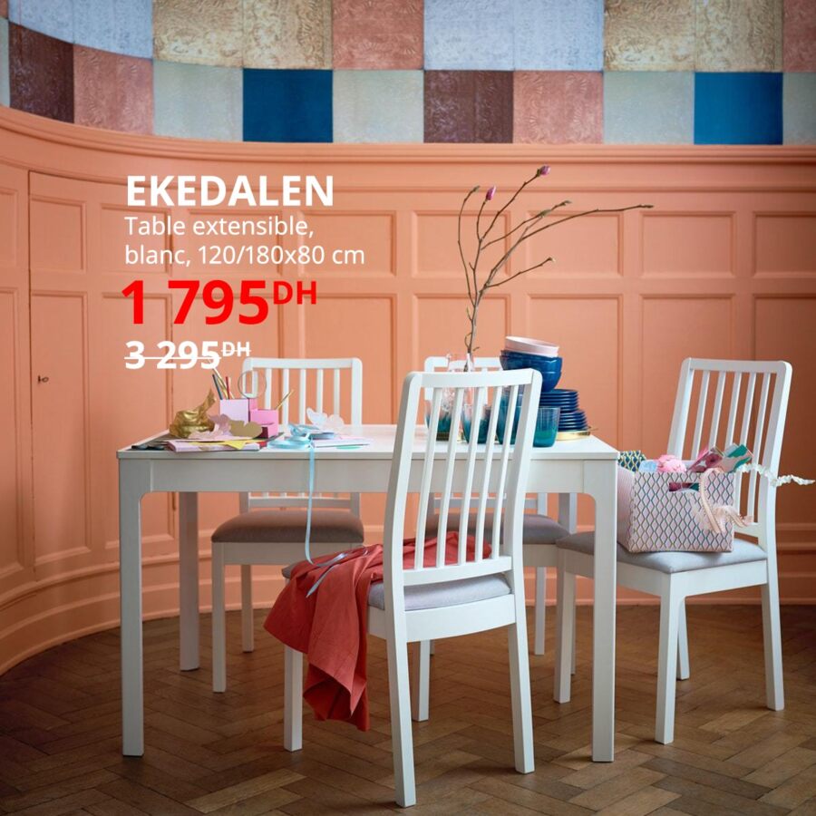 Soldes Ikea Maroc Table extensible EKEDALEN 3295Dhs au lieu de 1795Dhs