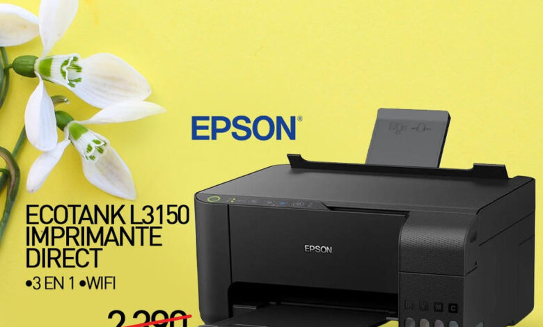 Soldes Biougnach Electro Imprimante EPSON L3150 3en1 Wifi 2149Dhs au lieu de 2390Dhs