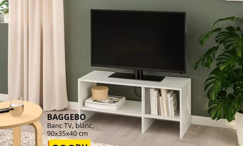 Offre Spécial Ikea Maroc Banc TV blanc 90x35x40cm BAGGEBO 299Dhs