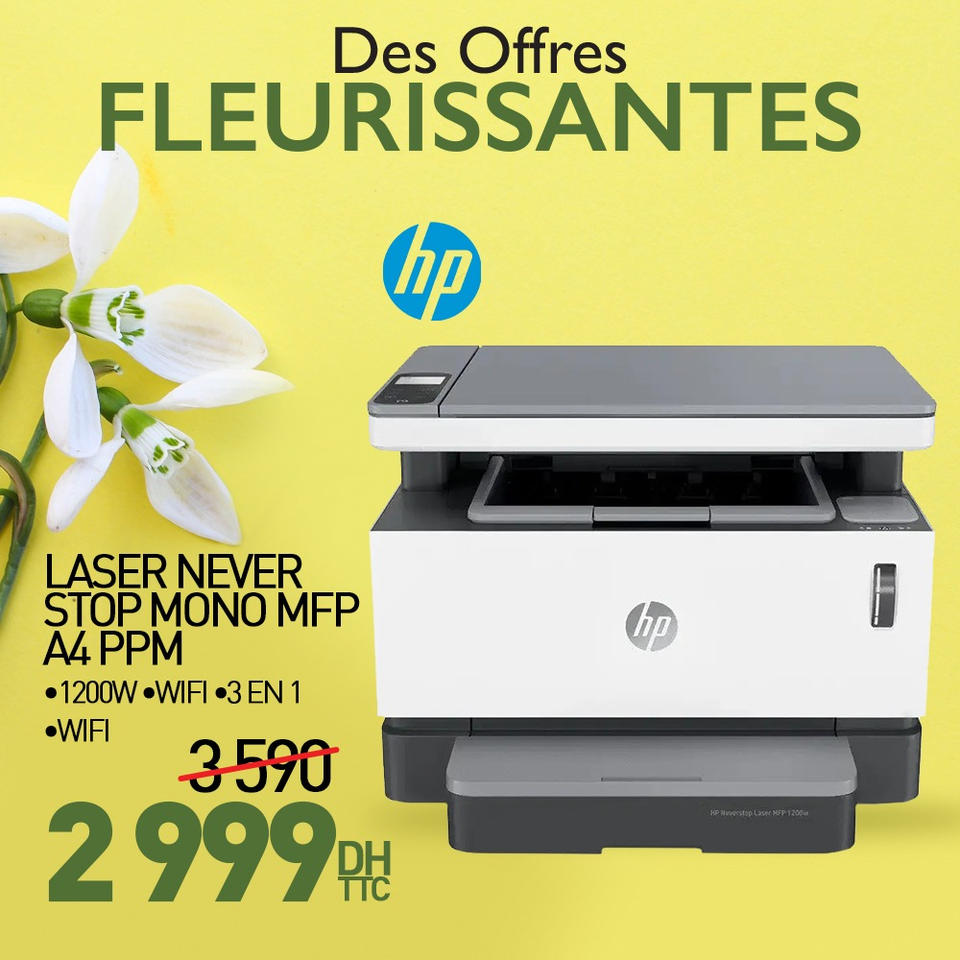 Soldes Biougnach Electro Imprimante HP MFP 3en1 Wifi 2999Dhs au lieu de 3590Dhs