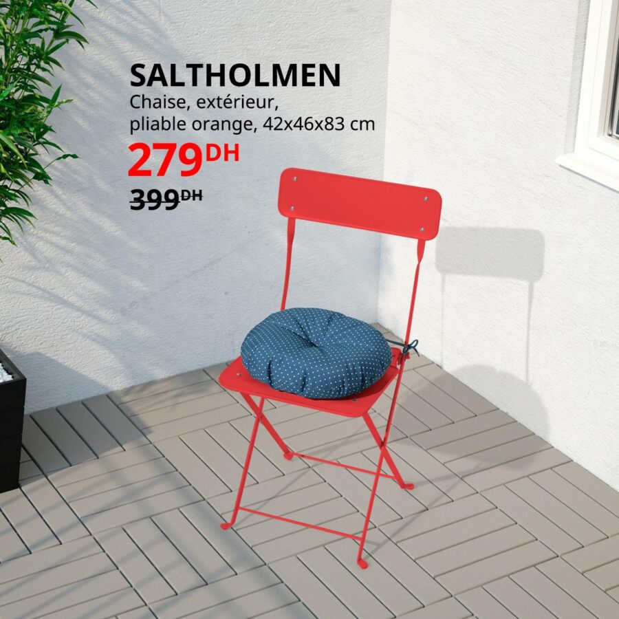 Soldes Ikea Maroc Chaise extérieur SALTHOLMEN 279Dhs au lieu de 399Dhs