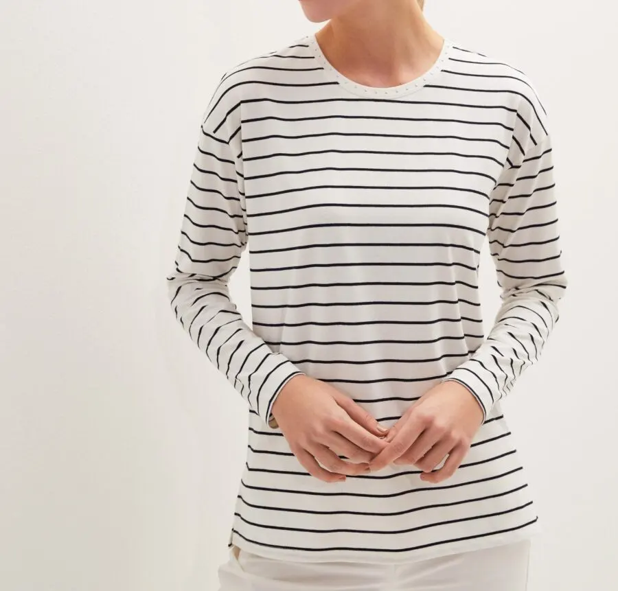 Soldes LC Waikiki Maroc LCW CLASSIC T-shirt à manches longues et col ras du cou pour femme 109Dhs au lieu de 159Dhs