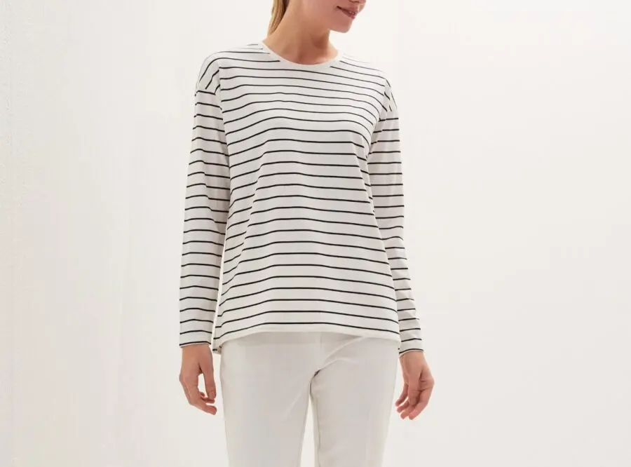Soldes LC Waikiki Maroc LCW CLASSIC T-shirt à manches longues et col ras du cou pour femme 109Dhs au lieu de 159Dhs
