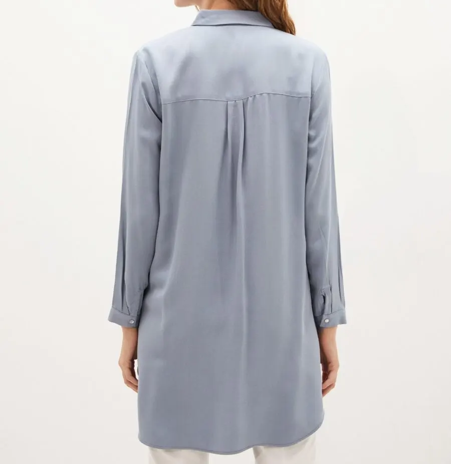 Soldes LC Waikiki Maroc LCW CLASSIC Tunique Femme Col Chemise Droite Manches Longues 219Dhs au lieu de 299Dhs