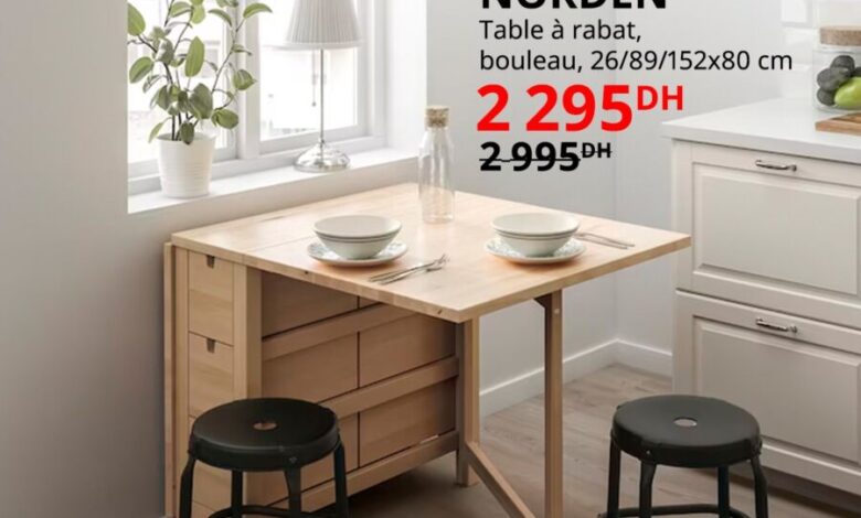 Soldes Ikea Maroc Table à rabat NORDEN 2295Dhs au lieu de 2995Dhs