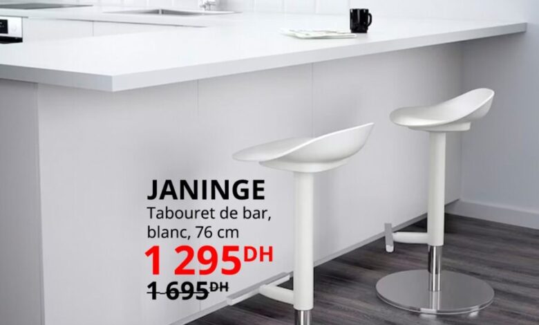 Soldes Ikea Maroc Tabouret de bar 76cm JANINGE 1295Dhs au lieu de 1695Dhs
