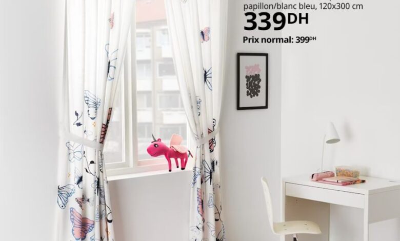 Soldes Ikea Family Rideaux + embrasses 2 pièces 120x300cm SANGLARKA 339Dhs au lieu de 399Dhs