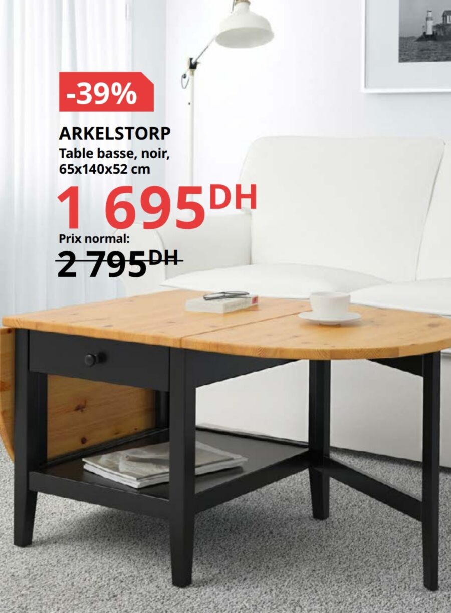 Soldes Ikea Maroc Table basse noir ARKELSTORP 1695Dhs au lieu de 2795Dhs