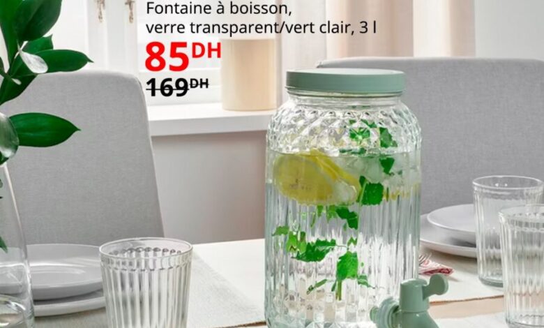Soldes Ikea Maroc Fontaine à boisson 3L SOMMARFLADER 85Dhs au lieu de 169Dhs