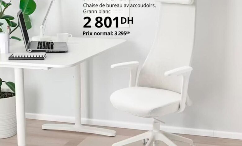 Soldes Ikea Family Chaise de bureau av accoudoirs JARFVALLET 2801Dhs au lieu de 3295Dhs