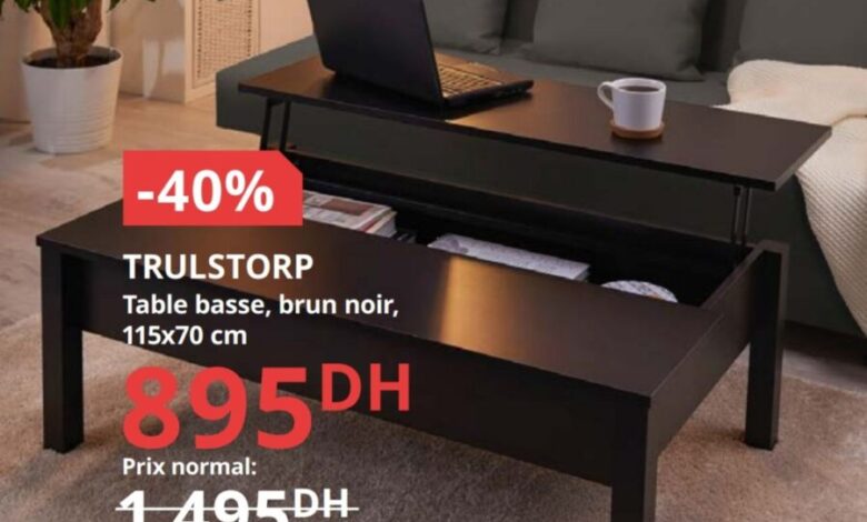 Soldes Ikea Maroc Table basse 115x70cm TRULSTORP 895Dhs au lieu de 1495Dhs