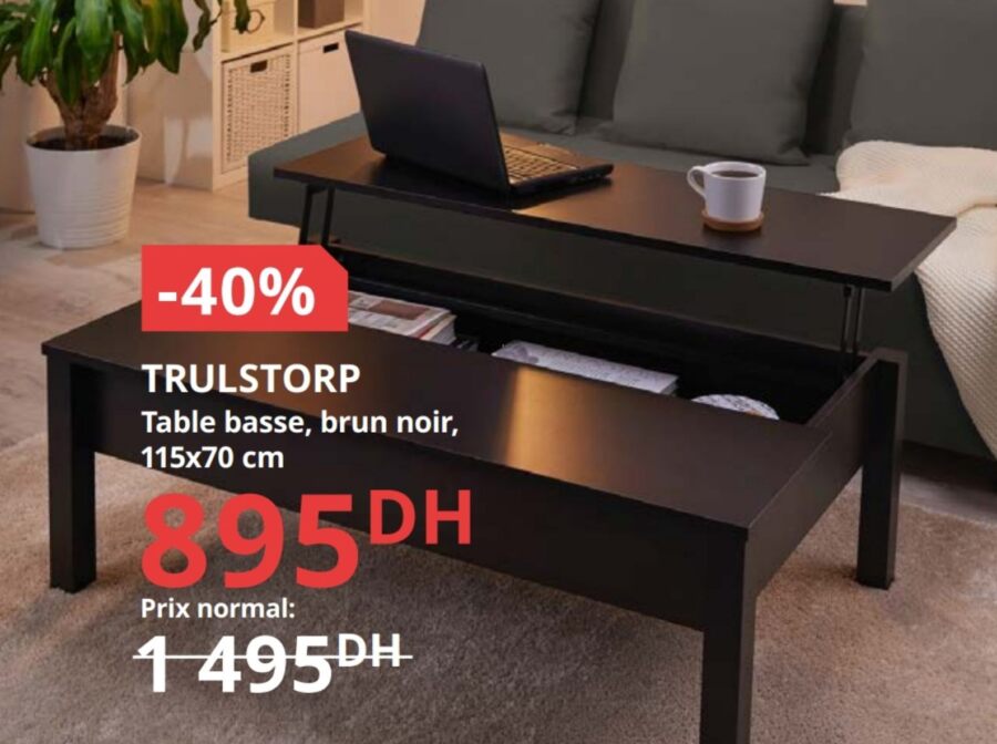 Soldes Ikea Maroc Table basse 115x70cm TRULSTORP 895Dhs au lieu de 1495Dhs