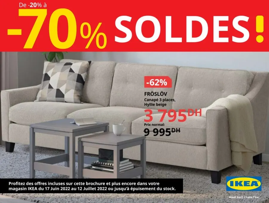 Catalogue des SOLDES Ikea Maroc jusqu'à -70% du 17 juin au 12 juillet 2022