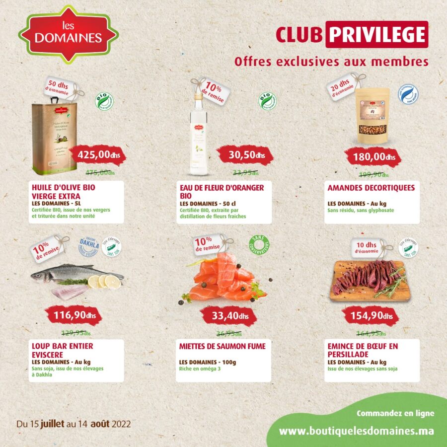 Catalogue Les Domaines Exclusivité aux membres du 15 juillet au 14 août 2022