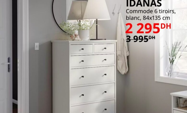 Soldes Ikea Maroc Commode 6 tiroirs IDANAS 2295Dhs au lieu de 3995Dhs