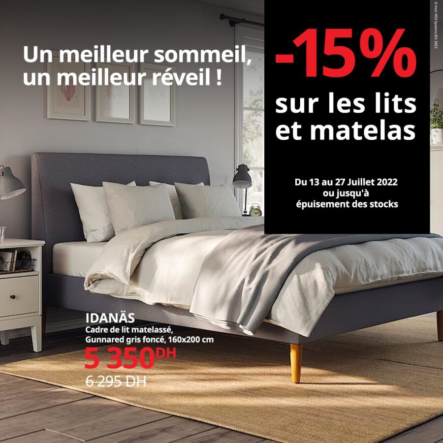 Soldes Ikea Maroc -15% sur les lits et matelas du 13 au 27 juillet 2022