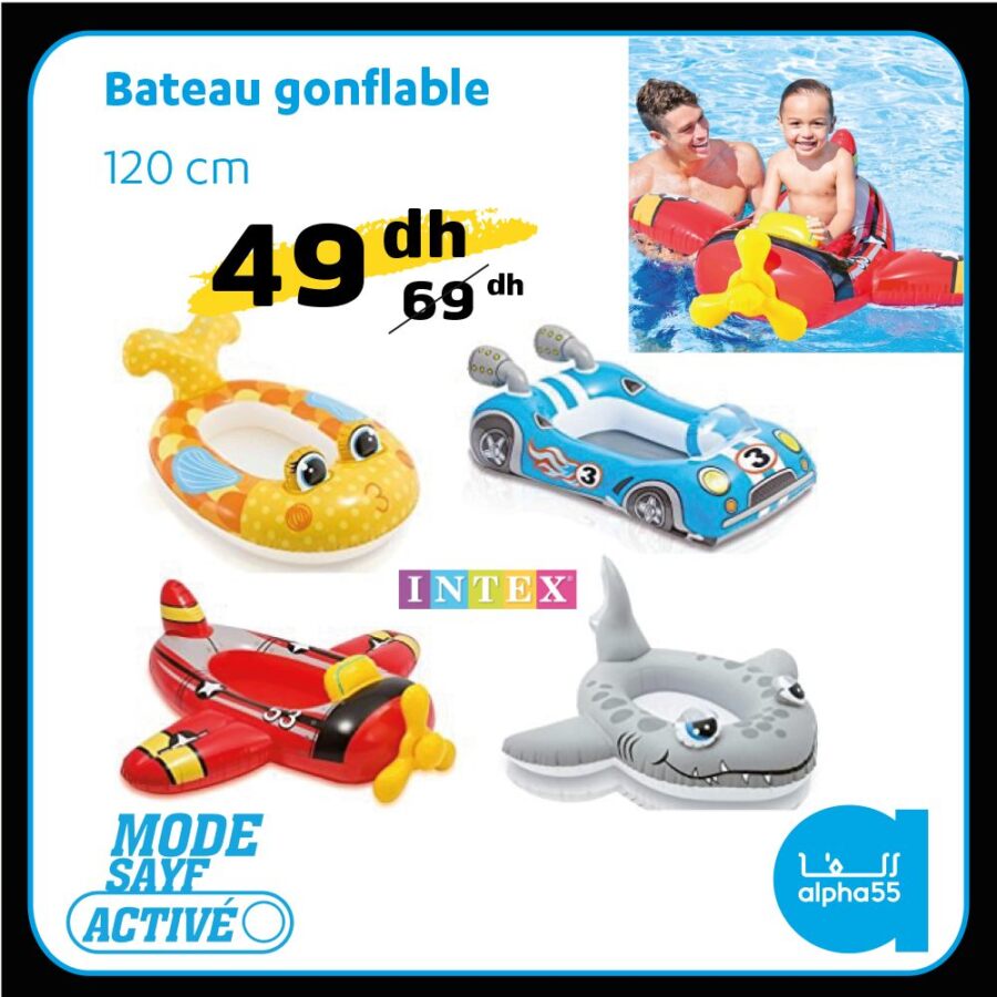 Soldes Alpha55 Bateau gonflable pour enfants INTEX 49Dhs au lieu de 69Dhs