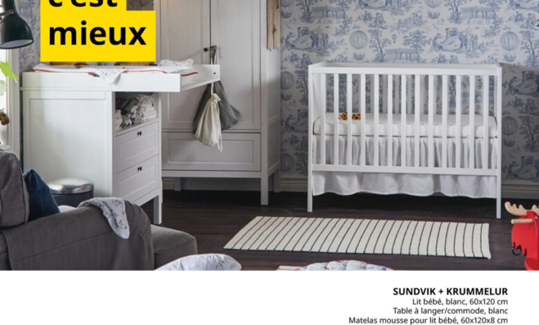 Soldes Ikea Maroc Lit bébé + table à langer + Matelas mousse 5799Dhs au lieu de 7339Dhs