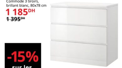 Soldes Ikea Maroc Commode 3 tiroirs 80x78cm MALM 1185Dhs au lieu de 1395Dhs