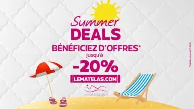 Offre spécial Summer Deals chez Lematelas.com réduction jusqu'à -20%