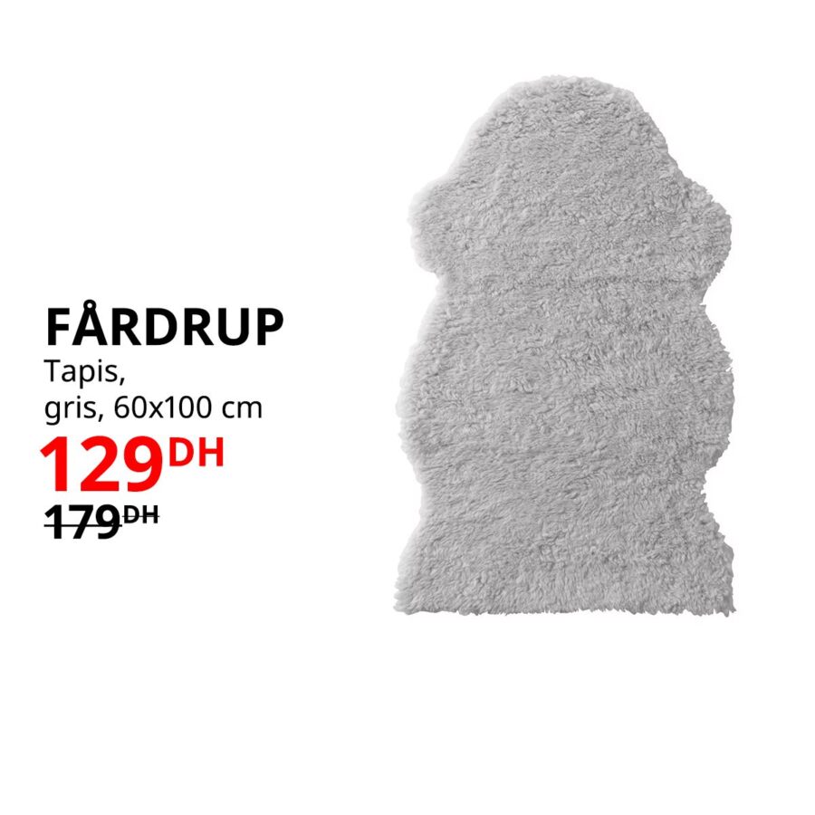 Soldes Ikea Maroc Tapis gris FARDRUP 129Dhs au lieu de 179Dhs