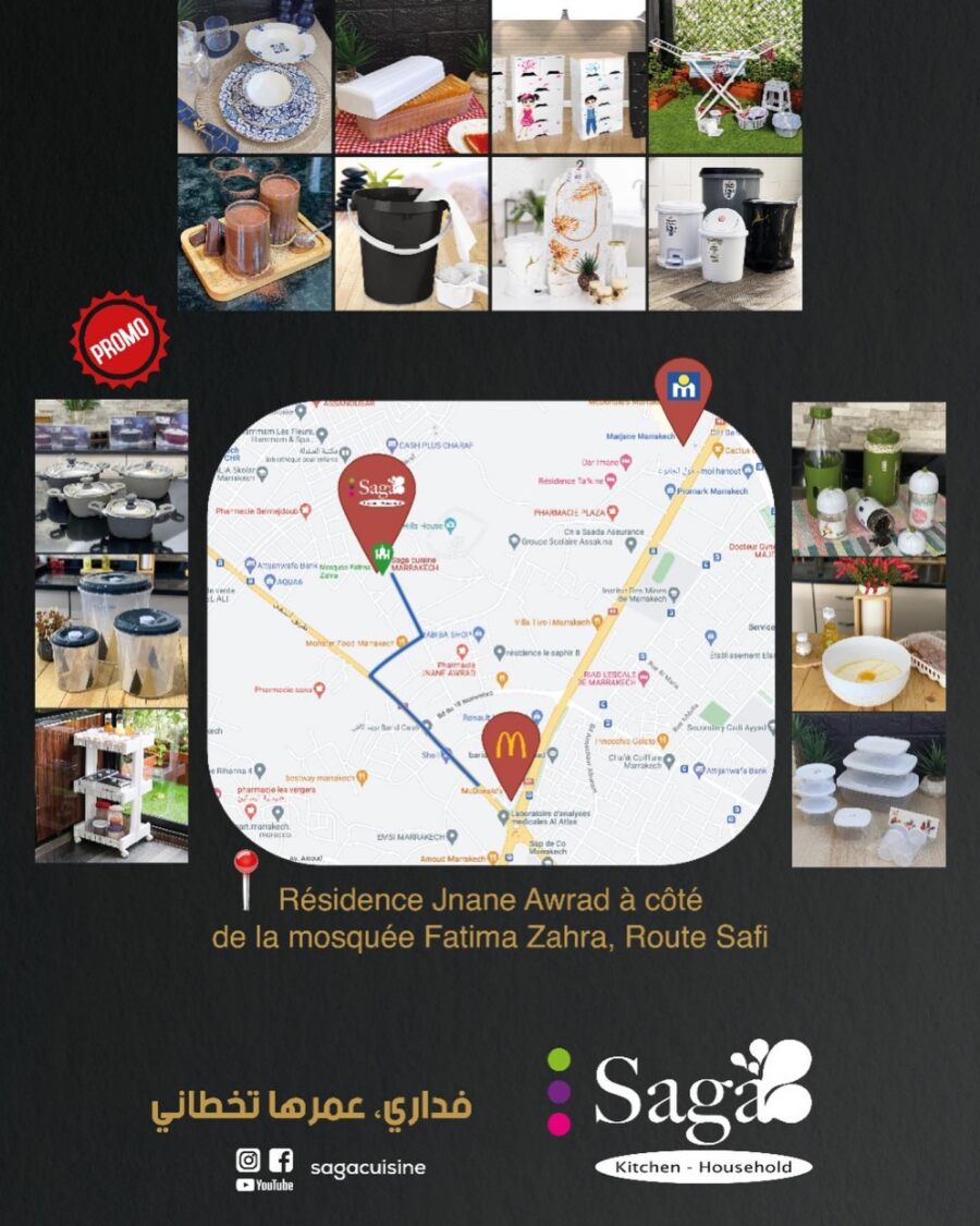 Réouverture magasin Saga Cuisine Marrakech à partir du 29 octobre 2022