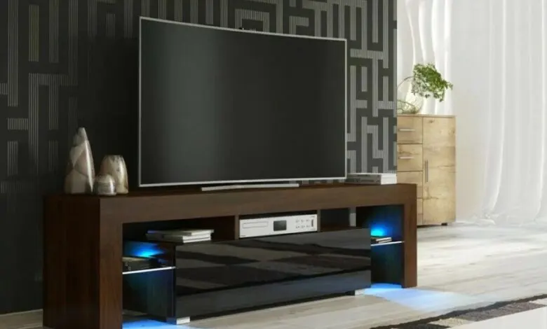 Soldes Guzel Home Meuble TV avec éclairage LED OLITS 2190Dhs au lieu de 2490Dhs