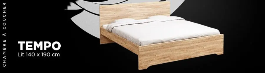 Offre Black Friday Kitea Lit TEMPO 140x190cm 1390Dhs au lieu de 2590Dhs