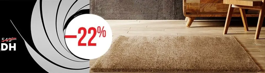 Offre Black Friday Kitea Tapis GOLGY UNI 100x150cm 429Dhs au lieu de 549Dhs