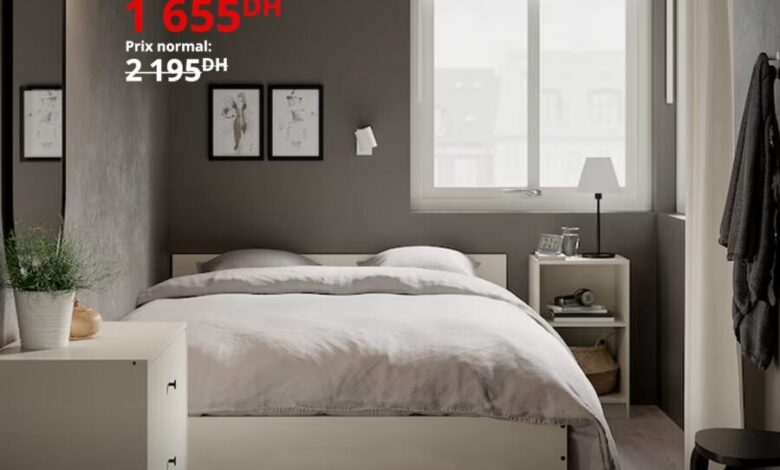 Soldes Ikea Maroc Structure lit avec tête de lit GURSKEN 1655Dhs au lieu de 2195Dhs